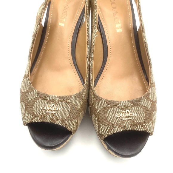 Coach Ferry Signature Jaquard Fabric Wedges Platform Sandals 6.5B - Picture 7 of 15